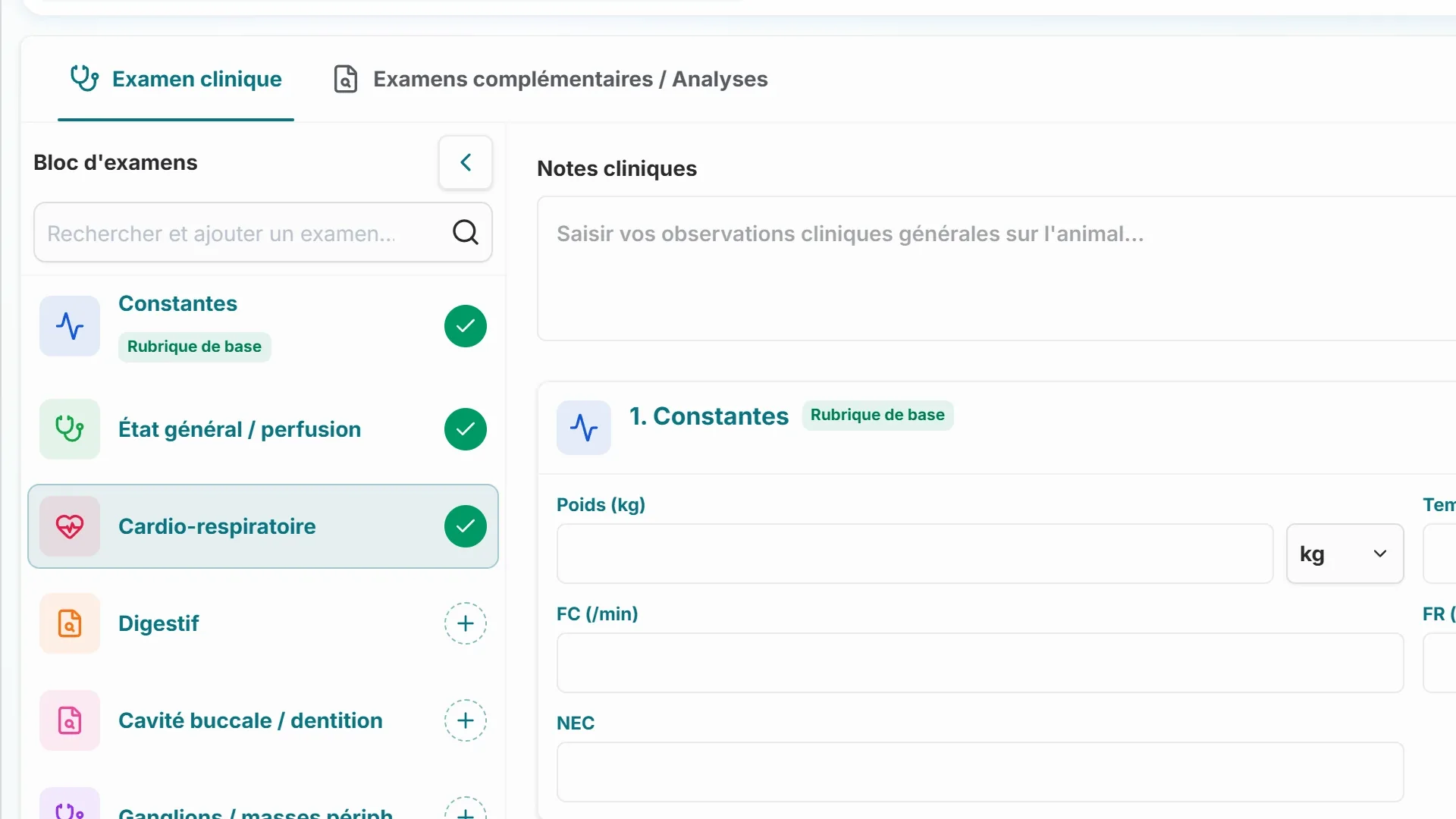 Parcours de consultation vétérinaire dans VetCoreSolution
